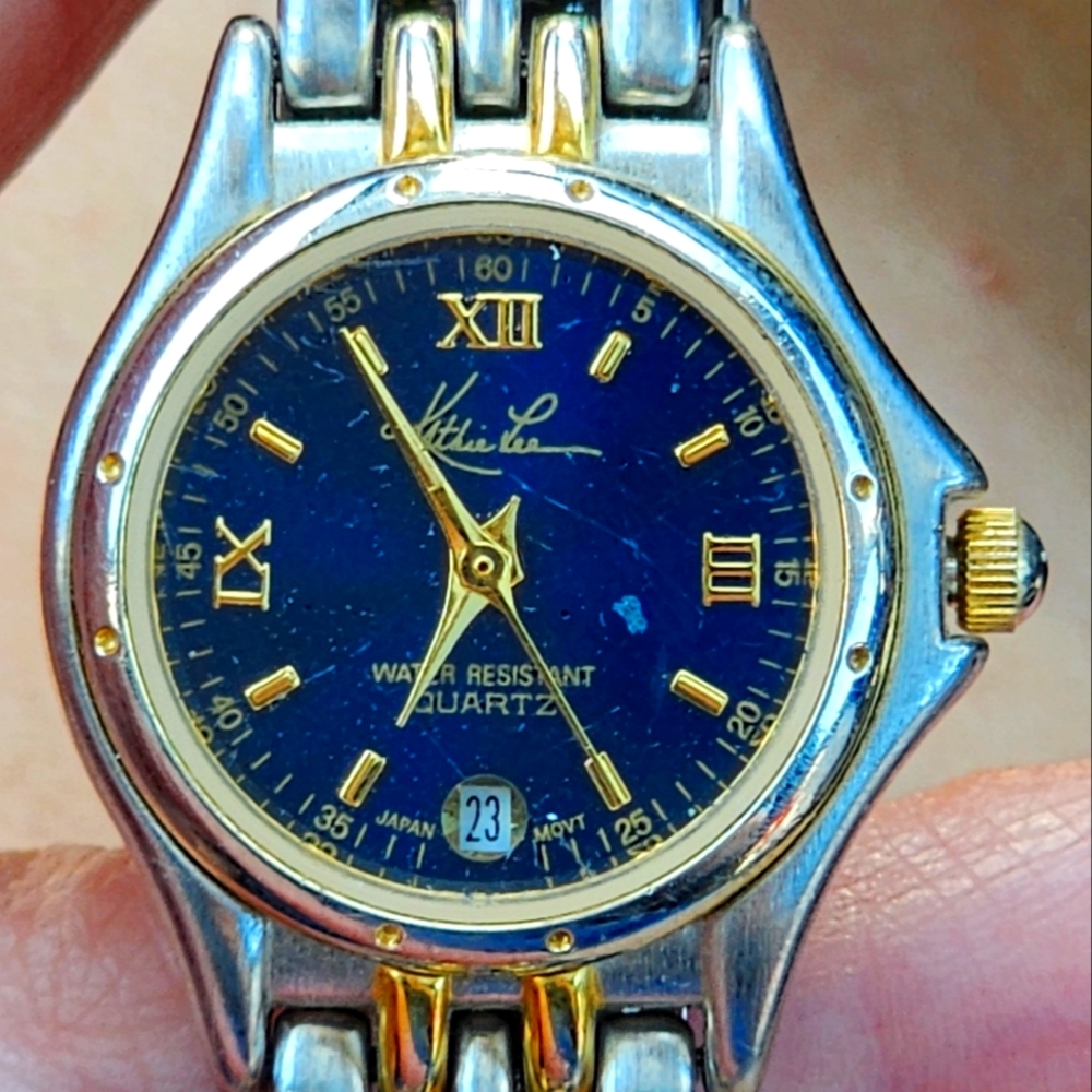 VINTAGE KATHIE LEE blue & gold vintage ladies watch - Japan kathieleecollection